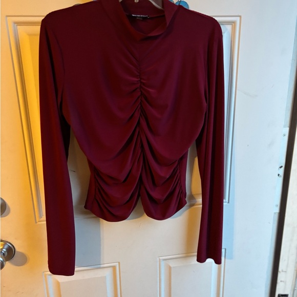 Elegant Burgundy Ruched Women's Top - Picture 2 of 2